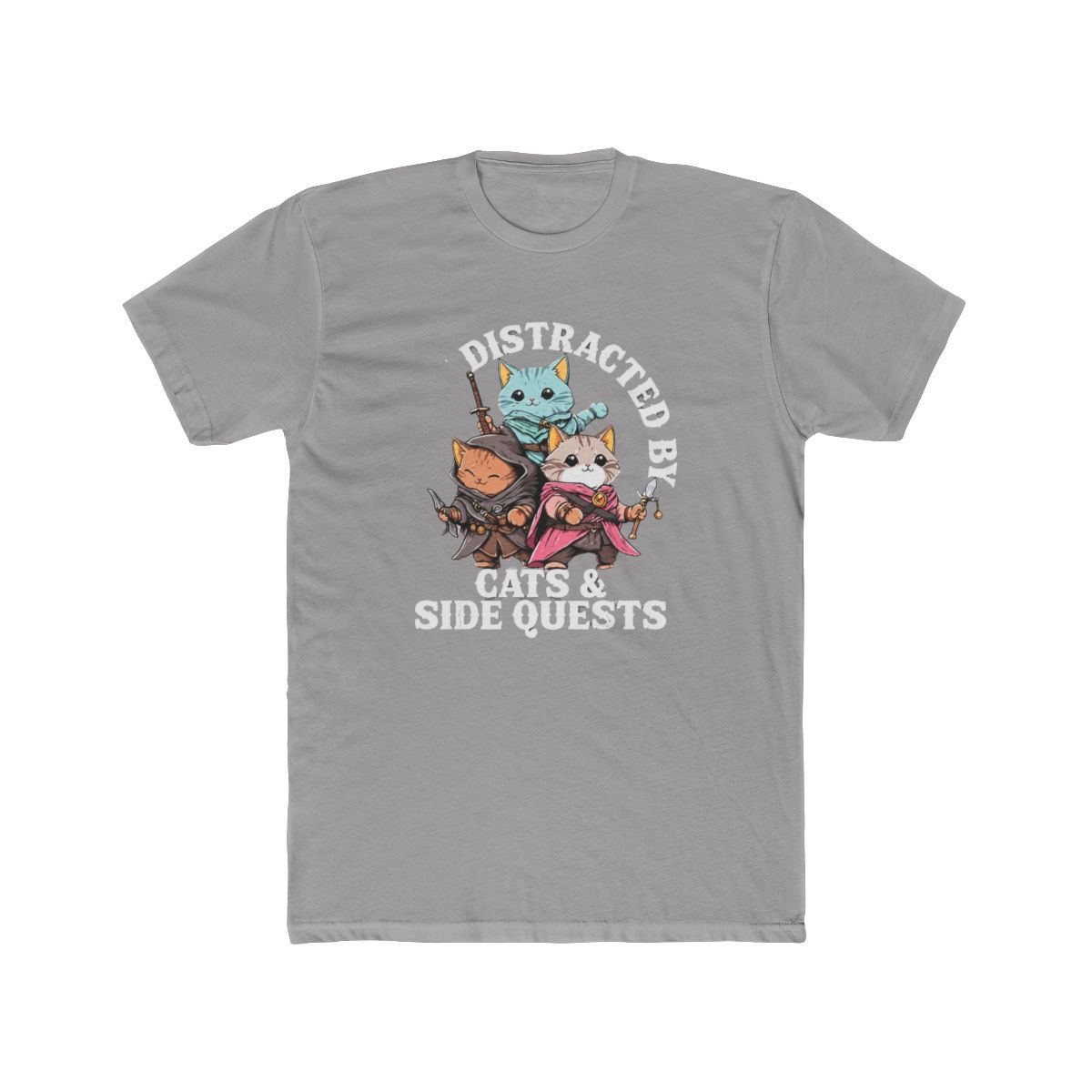 Cats Side Quest Distracted Tabletop Funny Men Women Kids Dad T Shirt
