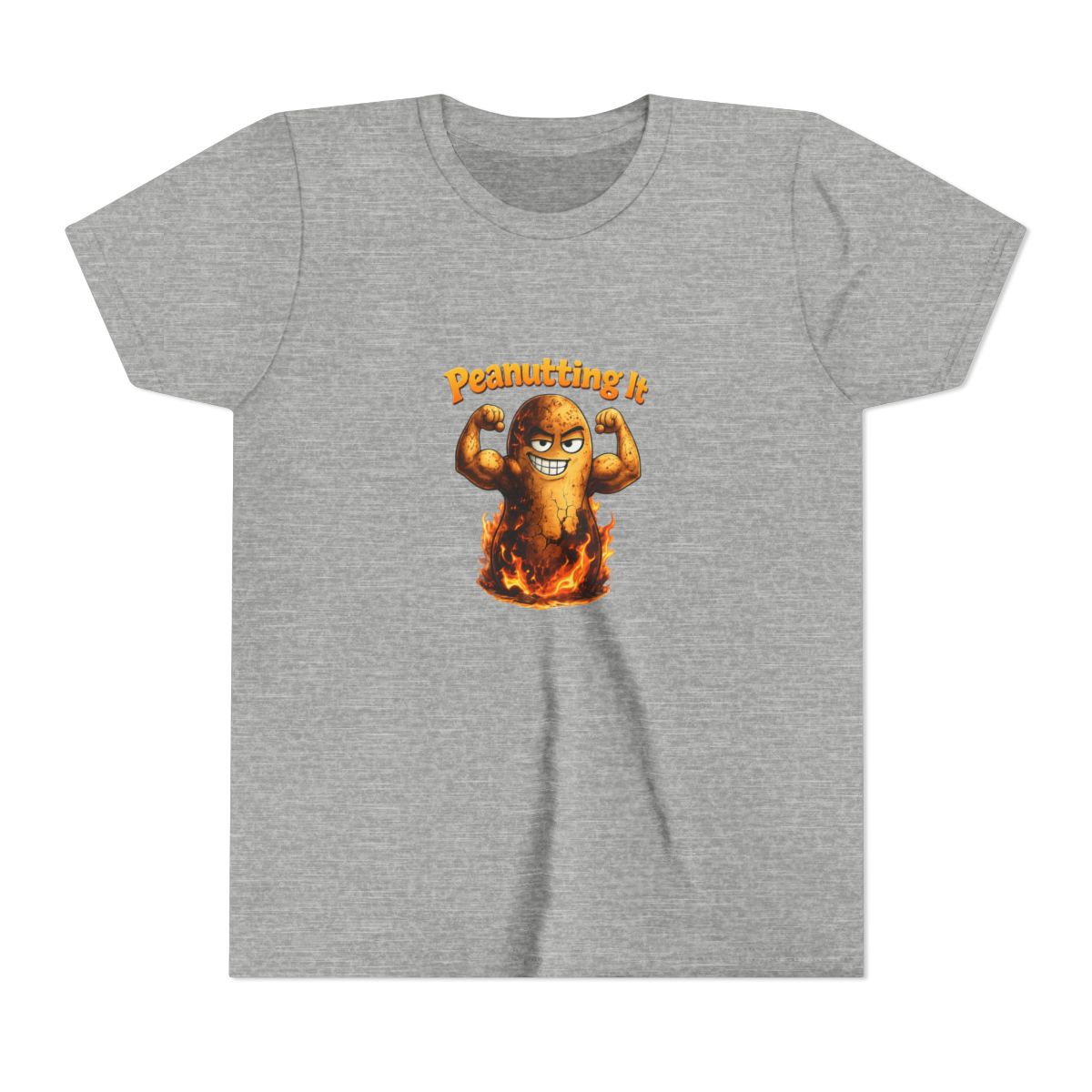 Peanutting It Buff Flaming Peanut Gym Meme Kids T Shirt - Workout Humor